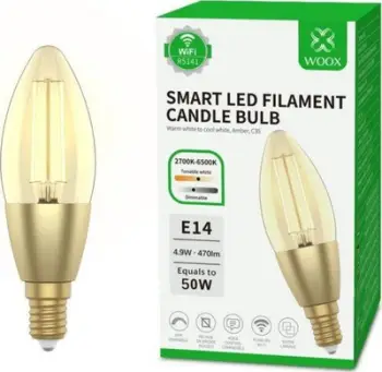 Llambë smart Philips WiFi LED Filament, E14, 4.9W, ngjyrë e artë