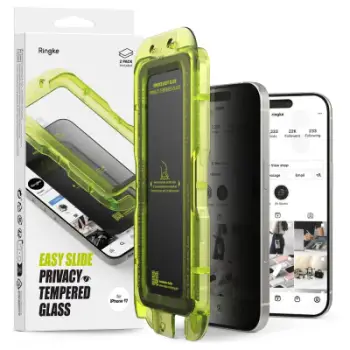 Xham mbrojtës Ringke Easy Slide Privacy, iPhone 17, xham i fortë, 2 copë, i zi
