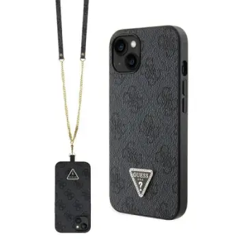 Maskë telefoni Guess 4G Crossbody për iPhone 14 6.1", lëkurë ekologjike, me rrip, e zezë
