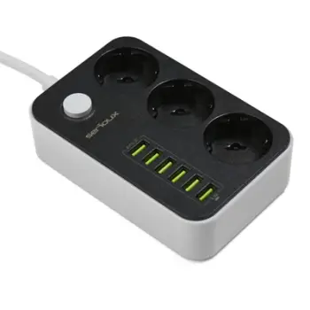 Prizë zgjatuese Srx PS36B, me mbrojtje nga mbingarkesa, me porta USB, e bardhë