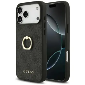 Mbrojtëse telefoni Guess Hardcase 4G Ring Stand, për iPhone 17 Pro Max, me unazë, e zezë
