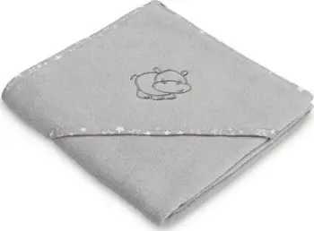 Kapuç për banjë bebe Sensillo Bath Cape Hippo, 80x80cm, pambuk, gri