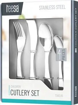 Set lugësh dhe pirunësh për fëmijë Teesa Table, 4 pjesë, inoks
