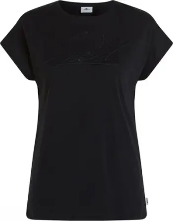 Bluzë femrash O'Neill Signature Essentials, pambuk elastan, mëngë të shkurtra, e zezë