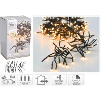 Drita dekorative Krishtlindjesh LED Cluster, 576 LED, 4 m, e bardhë e ngrohtë