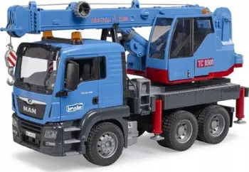 Lodër kamion Bruder MAN TGS Crane Truck, vinç rrotullues 360°, plastikë rezistente, shumëngjyrëshe