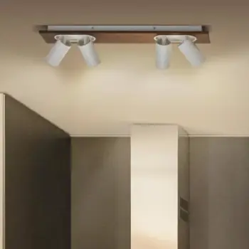 Plafonier LED LEDVANCE Mercury, 4xGU10, e bardhë me dru