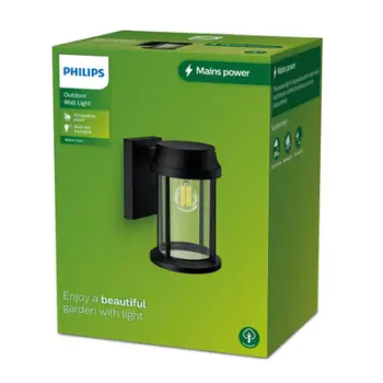 Llambë murale e jashtme Philips BELLINI, 1xE27, 25W, IP44, e zezë