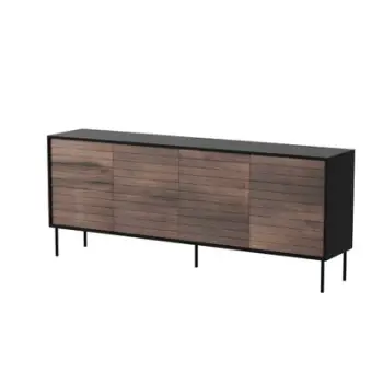 Komodë Cama Meble Cortina 4D, 200x40x81 cm, dru arrë, e zezë