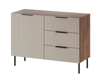Komodë Cama ALMERA, 104x42x75 cm, 3 sirtarë 1 derë, walnut cashmere