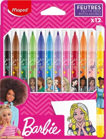 Flomasterë Maped Barbie, set 12 copë, majë mesatare, bojë e larshme