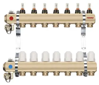 Manifold ngrohjeje Ferro RZP10S, 10 dalje, 1", metalik