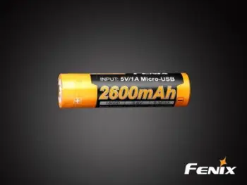 Bateri rikarikueshme Fenix 18650, 2600 mAh, 3.6V, me micro USB