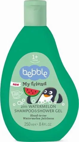 Shampo dhe xhel dushi për fëmijë Bebble Watermelon, 2 në 1, 1+ vjeç, 250ml