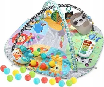 Tapet loje për bebe VTech Grow With Baby Sensory Gym, 7 në 1, me pianinë dhe topa, shumëngjyrësh