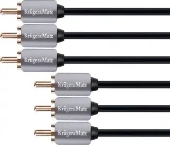 Kabllo audio video Krüger&amp;Matz 3RCA në 3RCA, 3m, e zezë