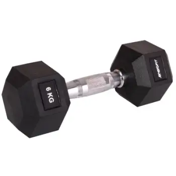 Hantelë Eb Fit Rubber Coated, 6kg, gjashtëkëndore, e zezë