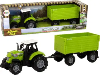 Lodër traktor FARM me rimorkio, drita dhe tinguj, jeshile