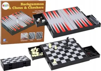 Set loje 3 në 1 Game Set, shah dama backgammon, magnetik, 25 x 23.5 cm