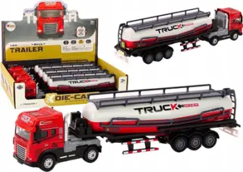 Lodër kamion me rimorkio Lean Toys Tanker, shkallë 1:24, drita dhe tinguj, e kuqe