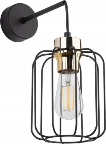 Lampë muri TK Lighting Galaxy 4742, bazë E27, stil industrial, e zezë me ari