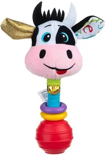 Lodër grusht për bebe Clementoni Cow Rattle Clara, me zile, shumëngjyrëshe