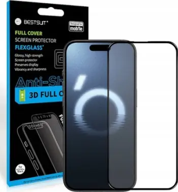 Qelq mbrojtës Bestsuit Hybrid Glass Flexible 5D Full Glue për iPhone 16 Pro Max, me kornizë të zezë