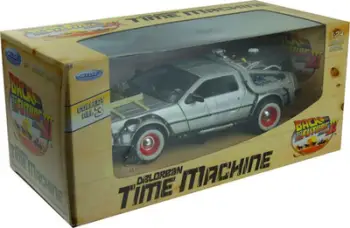 Maket veture Jada Back to the Future 3 DeLorean Time Machine, shkallë 1:24, metal die-cast, argjendt
