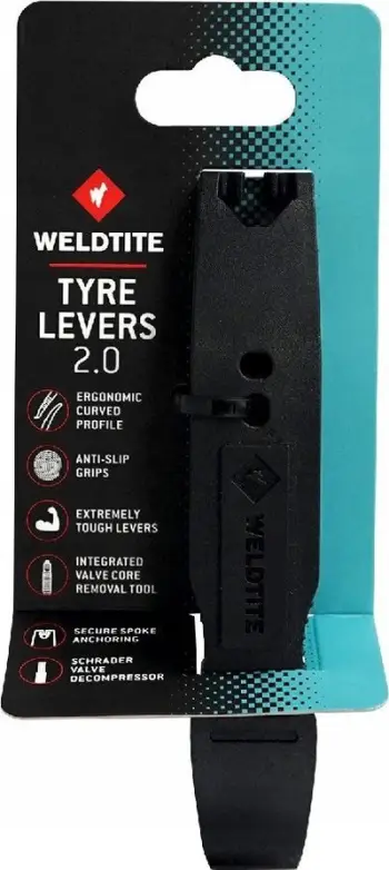 Leva gomash biçiklete Weldtite Tyre Lever 2.0, 130mm, me mjet për valvula, e zezë