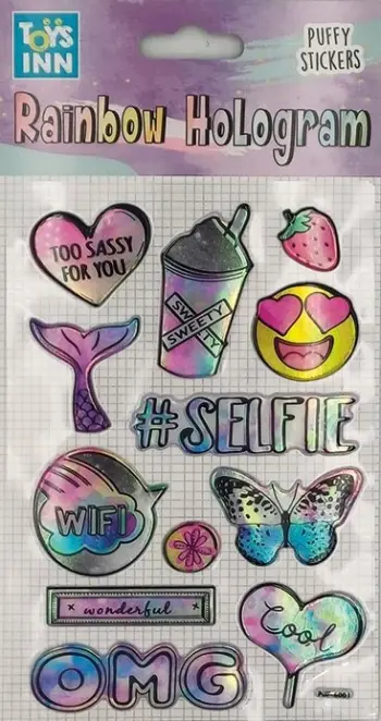 Ngjitëse holografike Stnux Rainbow Selfie, set rreth 10 copë, shumëngjyrëshe