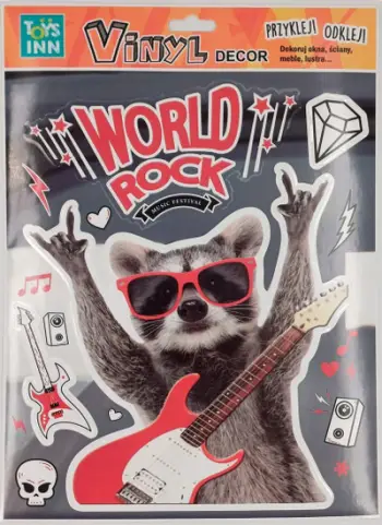 Ngjitës muri Stnux Vinyl Stickers Animals Raccoon Rock, dekorativ, i shumëngjyrshëm