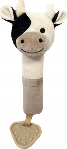 Lodër me tingull për bebe Tulilo Cow, 17cm, pelush, bezhë