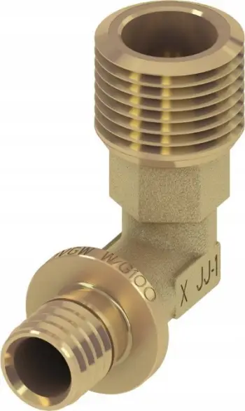 Bërryl mesi Tece 90°, 32mm, filetë mashkullore 1", bronz