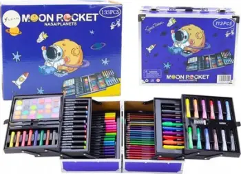 Set vizatimi Lean Toys Cosmos, 133 pjesë, në valixhe palosëse, shumëngjyrësh
