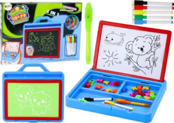 Set vizatimi me dritë LEAN Toys, tabelë magjike me dy anë magnetike, me stilolaps LED
