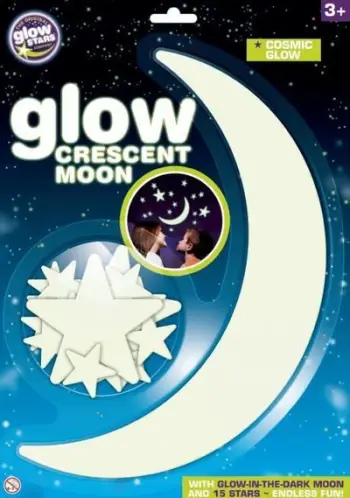 Set dekorativ Brainstorm Glowstars, hënë gjysmëhënë dhe 15 yje, vetëngjitës