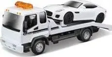 Set lodrash Bburago Street Fire Tow Truck me Jaguar F Type R, shkallë 1:43, i bardhë