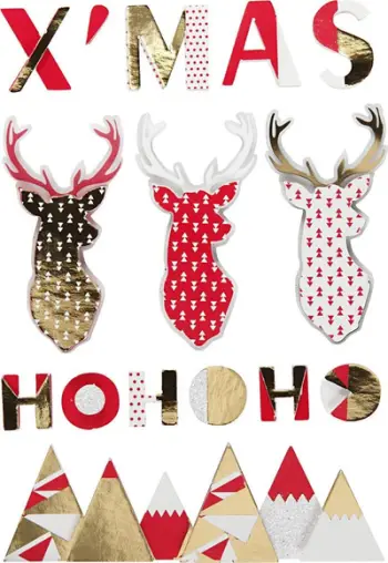 Stikera 3D Creotime Reindeer, set 15 copë, ngjitës vetëngjitës, të kuqe festive
