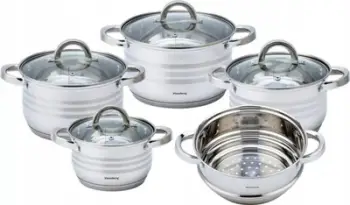 Set tenxheresh Klausberg KB 7695, 9 pjesë, çelik inox, për induksion, argjendtë