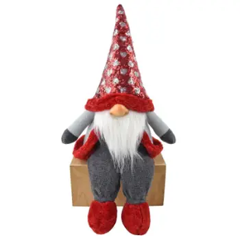 Stoli Krishtlindjesh Saska Garden Santa, xhuxh dekorativ, kapelë me shkëlqim, e kuqe