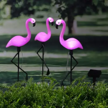 Set llamba kopshti solare HI Flamingo, LED, 3 copë, rozë