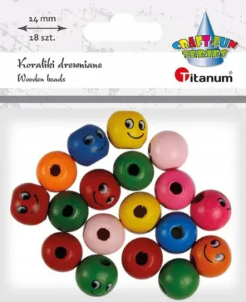 Rruaza plastike të rrumbullakëta Titanum, me fytyra, 14mm, set 18 copë, shumëngjyrëshe