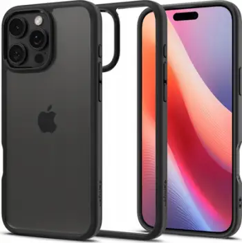 Mbulesë telefoni Spigen Crystal Hybrid për iPhone 16 Pro Max, transparente, kornizë Matte Black