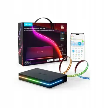 Sistem ndriçimi TV Govee AI Sync Box 2, RGBICW, 55-65", i shumëngjyrshëm