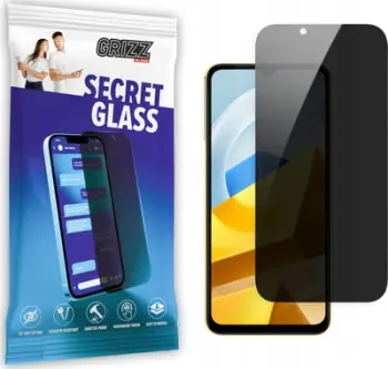 Mbrojtës ekrani GrizzGlass Matte SecretGlass për Xiaomi Poco M5, xham privatësie, i tejdukshëm