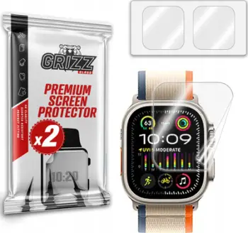 Foli mbrojtëse qeramike për orë Apple Watch Ultra 2 GrizzProtector, set 2 copë, transparente