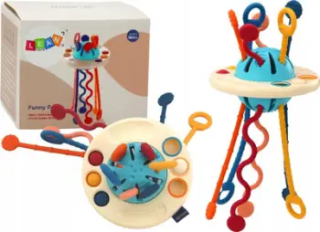 Lodër sensorike Lean Toys Funny Planet, unazë për dhëmbëz, silikon, shumëngjyrëshe