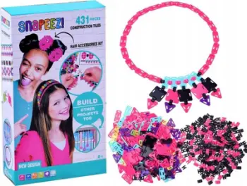 Lodër ndërtimi Snapeez Hair Accessories Kit, 431 pjesë, sete bizhuterish për flokë, shumëngjyrëshe