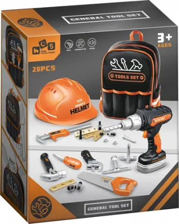 Lodër set veglash Hong Chuan Sheng Tool Set With Backpack, 28 pjesë, stërvitje me zë, portokalli e zezë