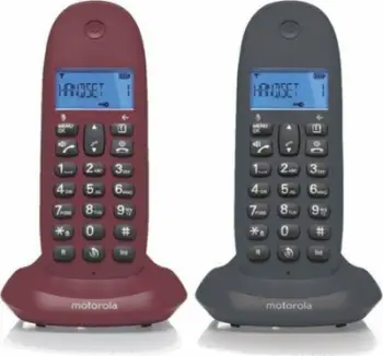 Telefon fiks pa tel Motorola C1002, set me 2 aparate, ekran me ndriçim, i zi